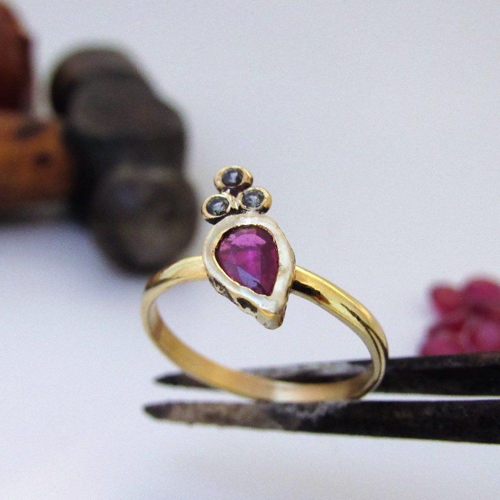 Ruby Ring. 14k Gold Ring With Ruby And Tourmaline. - image 1